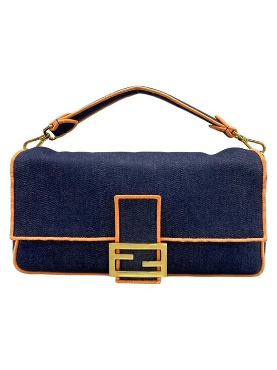 Fendi Handbags - Fendi Handbag Baguette Large Navy Orange